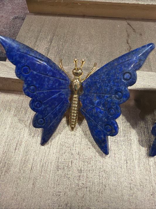 Garland Workshop & Lapidary Natural Lapis Lazuli Butterfly Carving — front view