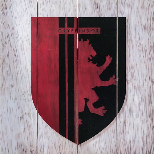 Spoontiques Harry Potter Gryffindor Wall Art - Wooden Hogwarts House Coat of Arm
