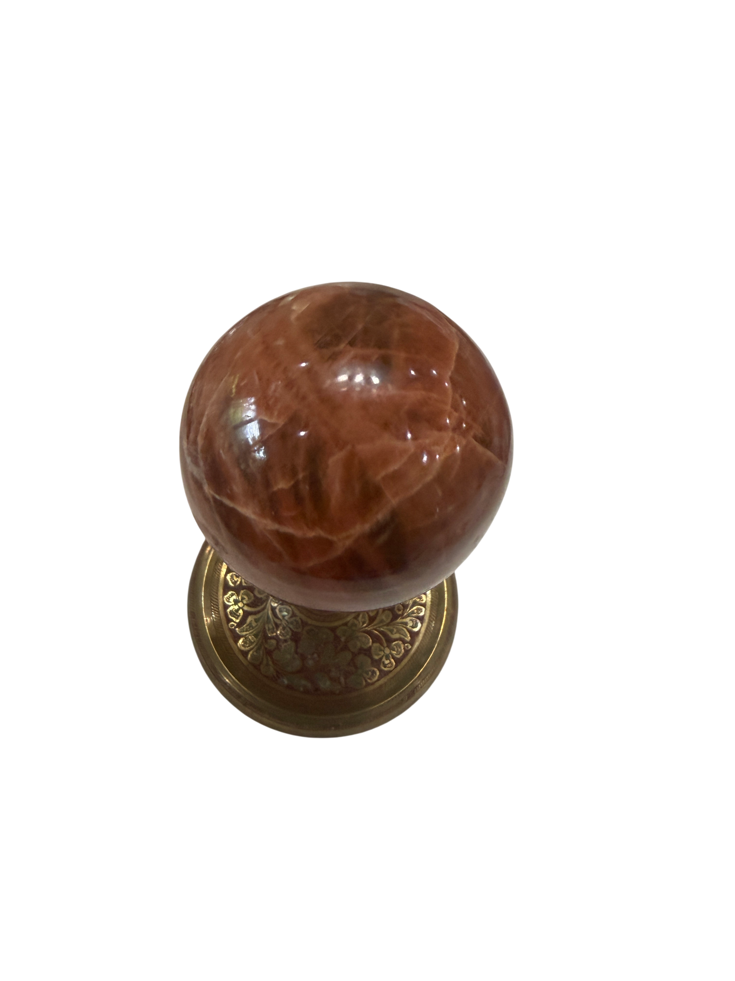 Red Moonstone Polished Sphere — Feldspar Crystal Ball, 80mm, 0.81 lb (Stand Not Included)
