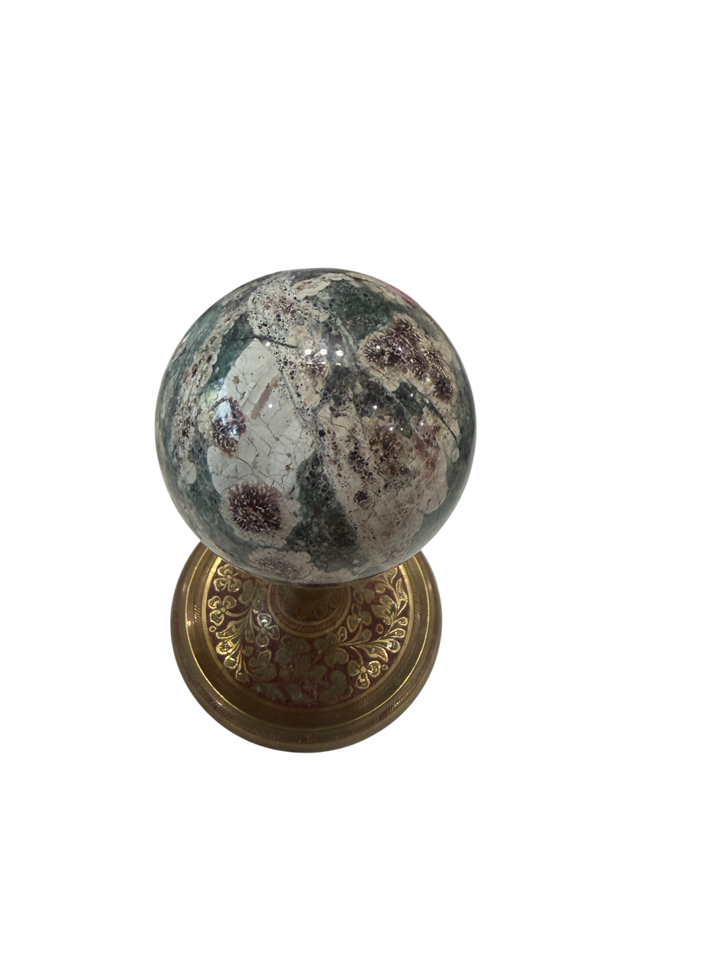 Galaxy Orbicular Jasper Polished Sphere — 80mm Natural Crystal Ball, 0.77 lb (Stand Not Included)