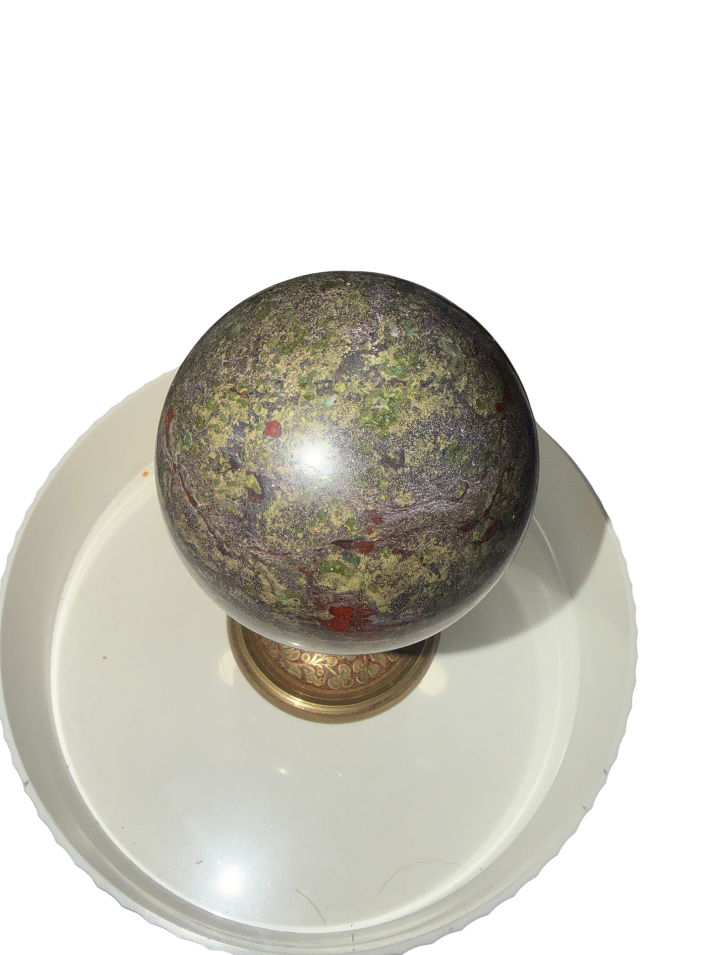 Dragon Blood Jasper Polished Sphere — Natural Crystal Ball, ~4in, 3.5 lb (Stand Not Included)