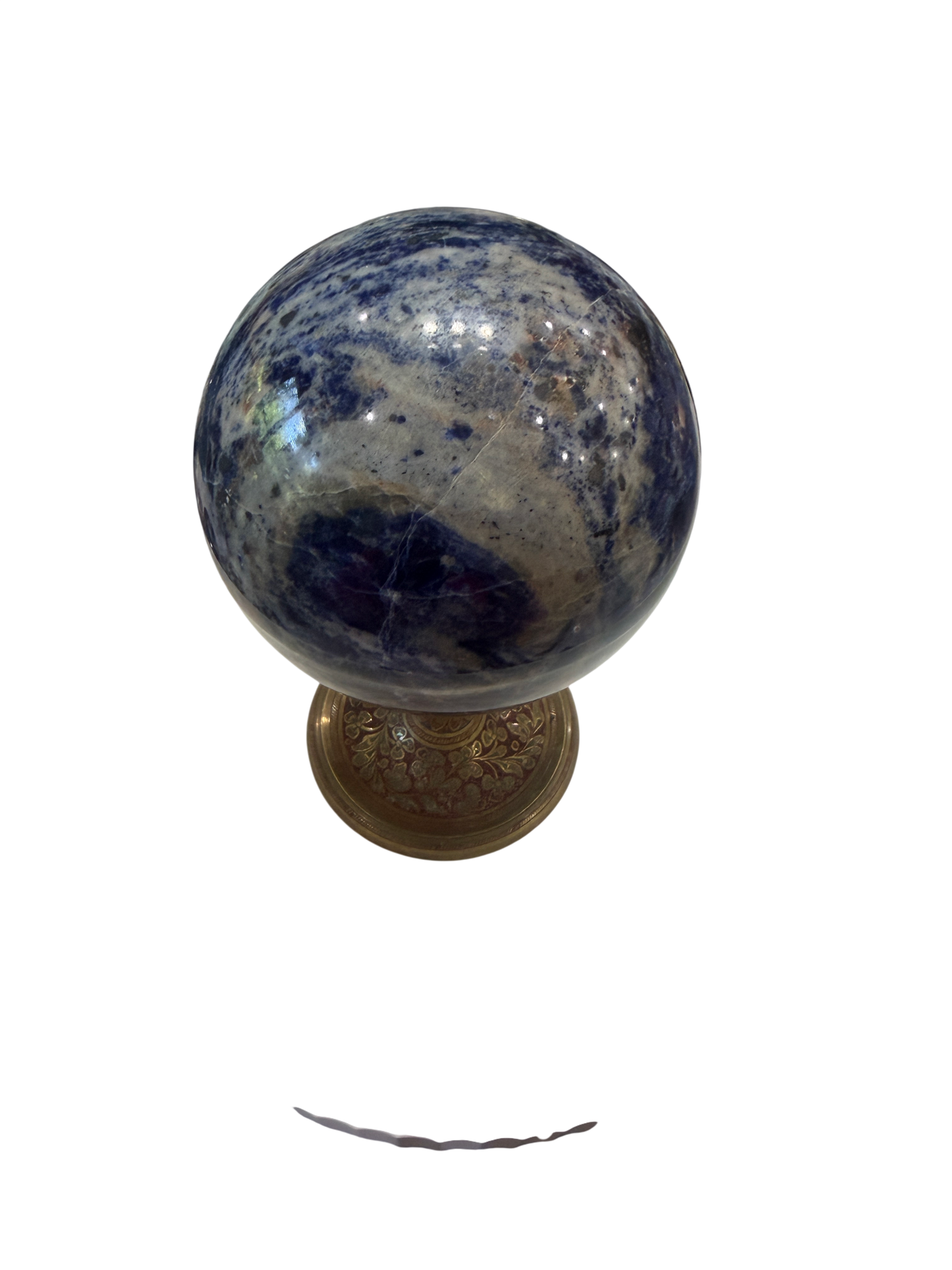 Sodalite Polished Sphere — Blue Natural Mineral Crystal Ball, 4in, 3.55 lb (Stand Not Included)