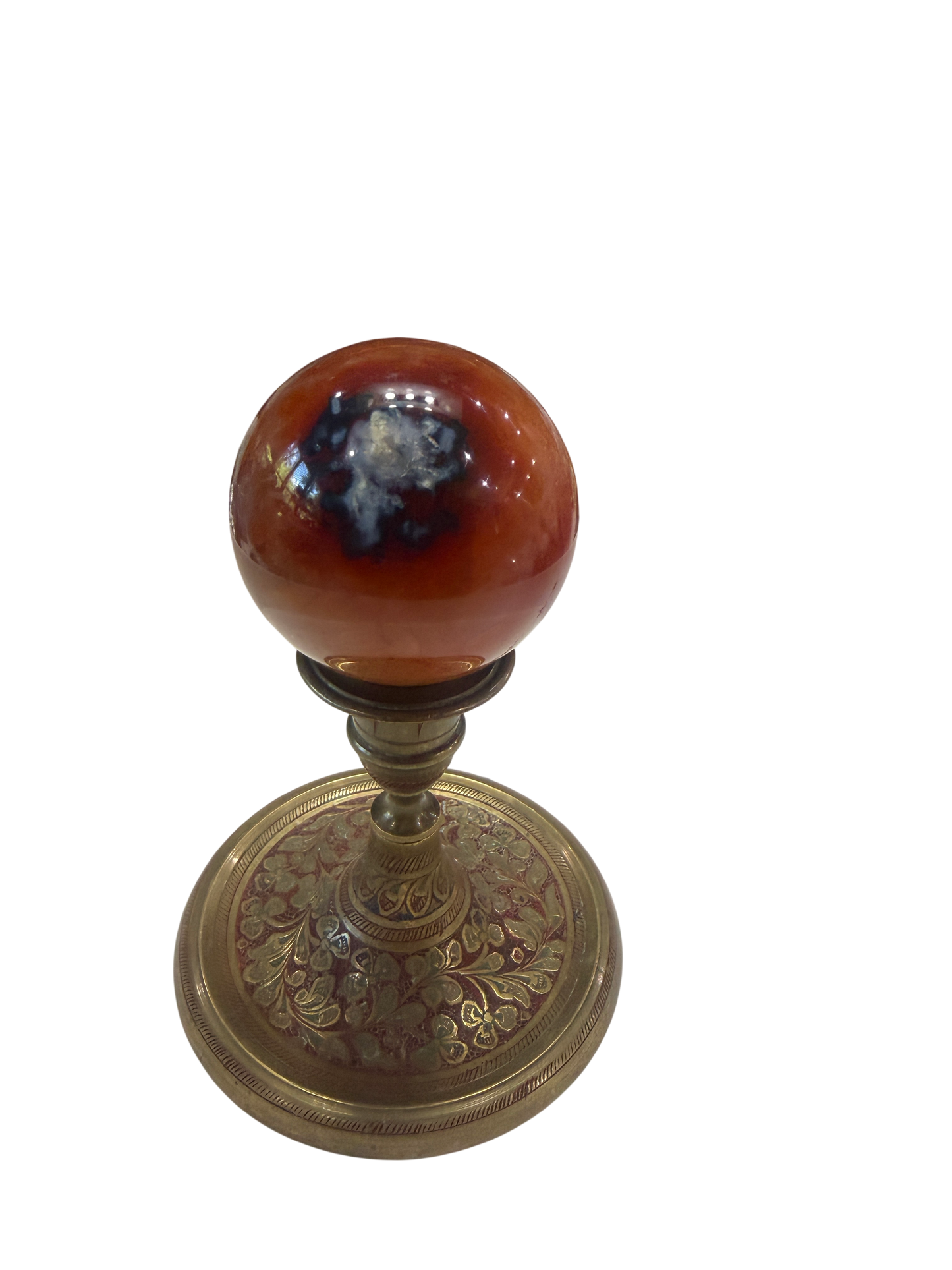 Carnelian Agate Polished Sphere — Natural Crystal Ball, 60mm, 0.39 lb (Stand Not Included)