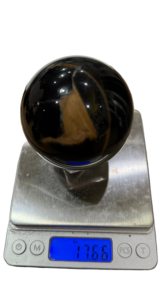 Garland Workshop & Lapidary Blue High Grade Tigers Eye Sphere — front view