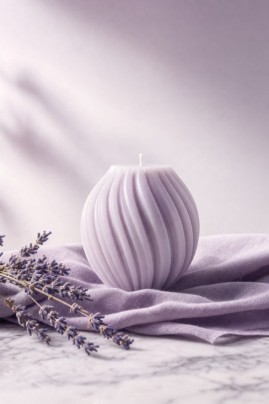 EnZebra Lavender Swirl Pillar Candle
