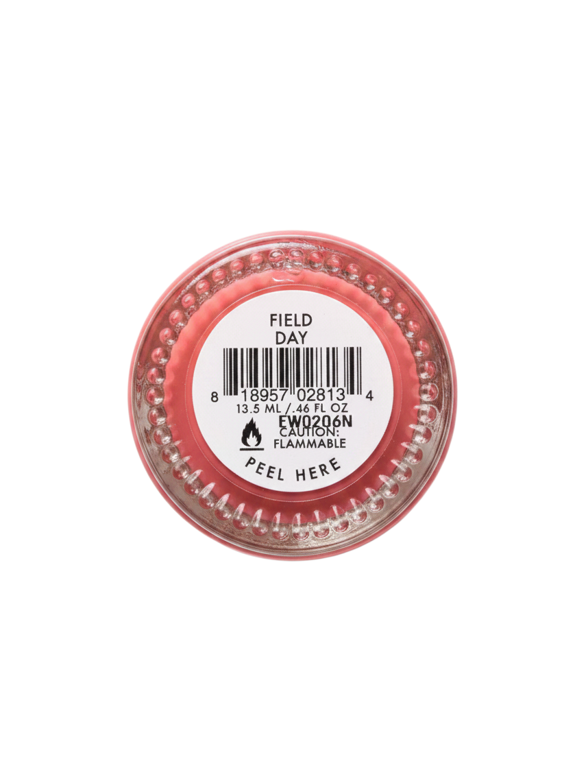 Zebra Industries, LLC Olive & June Field Day coral red nail polish bottle base showing label and barcode