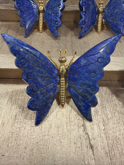 Garland Workshop & Lapidary Natural Lapis Lazuli Butterfly Carving — scale reference