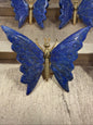 Natural Lapis Lazuli Butterfly Carving Gold Brass Body Figurine