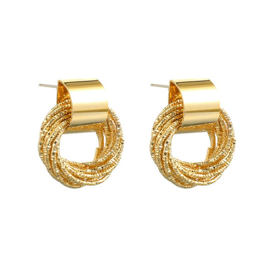 Advanced Cool Style 925 Silver Needle Geometric Earrings with Elegant Circle Earrings