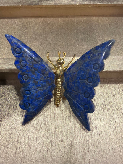 Garland Workshop & Lapidary Natural Lapis Lazuli Butterfly Carving — detail view