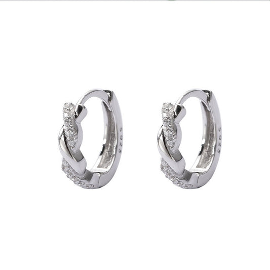925 winding Fried Dough Twists ear ring with diamond wave shape Fried Dough Twists ear button S925 silver ear ring fashion earri