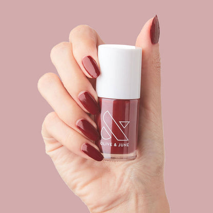 Olive & June Long-Lasting Nail Polish Cozy Up Deep Red 13.5 mL — Salon Quality Nail Care