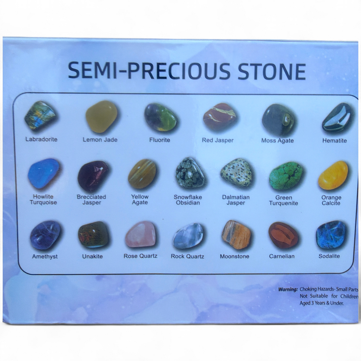 Tumbled Semi-Precious Stone Assortment Set — 12-Piece Mixed Gemstone Collection | Crystal Variety Pack Collector Gift — back view