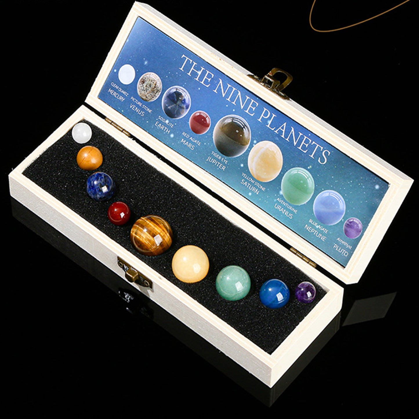 Garland Workshop & Lapidary Solar System 9-Planet Gemstone Display — detail view
