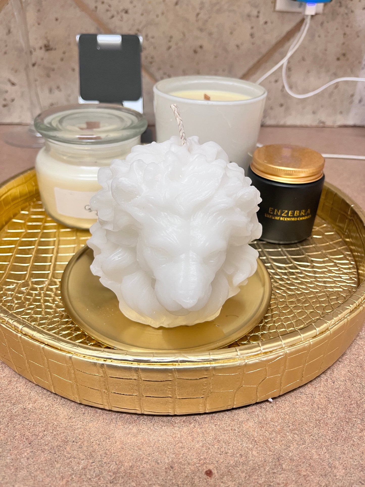 The Mane Event - Lionhead Candle Solid Wax Status Piece