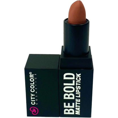 City Color Cosmetics Be Bold Matte Lipstick Warm Terracotta Nude — Long Wearing Highly Pigmented Vegan Cruelty Free — styled