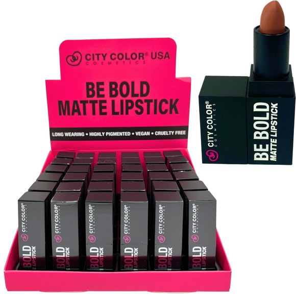 City Color Cosmetics Be Bold Matte Lipstick Warm Terracotta Nude — Long Wearing Highly Pigmented Vegan Cruelty Free — back view