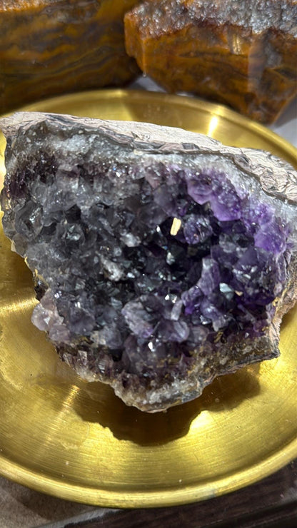 Garland Workshop & Lapidary North Ankara Turkey Banded Black and Purple Amethyst — natural uncut specimen view