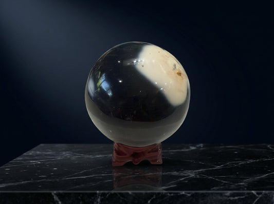Black and White Banded Orca Jasper Polished Sphere