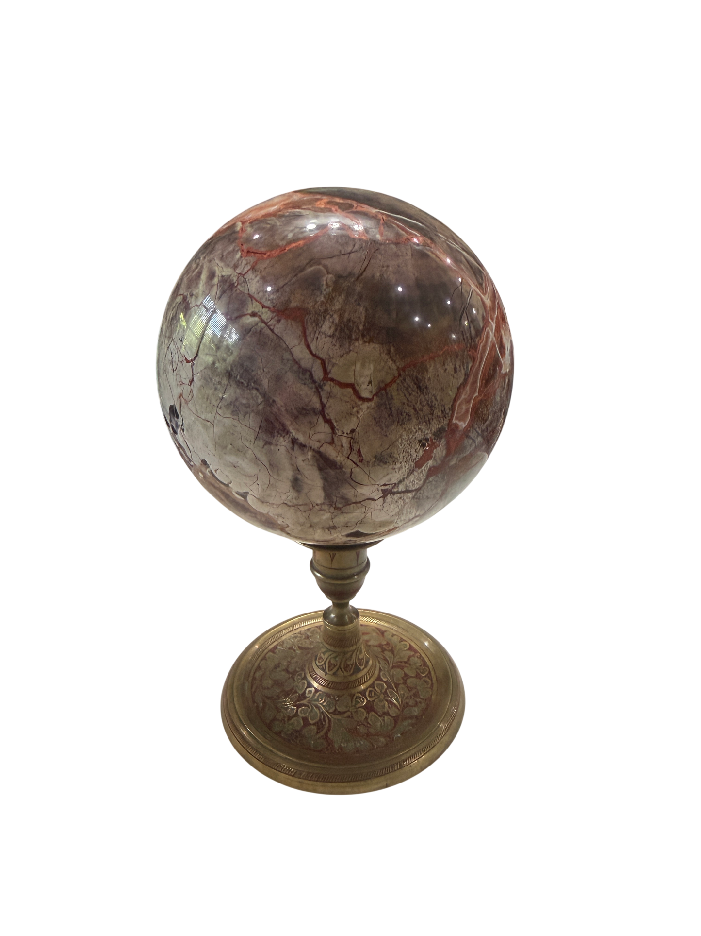 Red Jasper Brecciated Polished Sphere — Natural Crystal Ball, 3.26 lb ~4.25in (Stand Not Included)