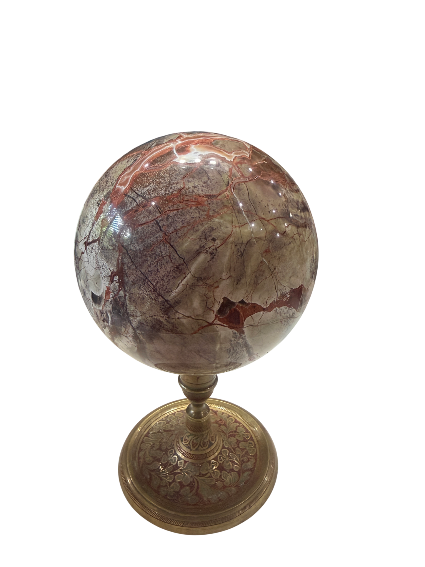 Red Jasper Brecciated Polished Sphere — Natural Crystal Ball, 3.26 lb ~4.25in (Stand Not Included)