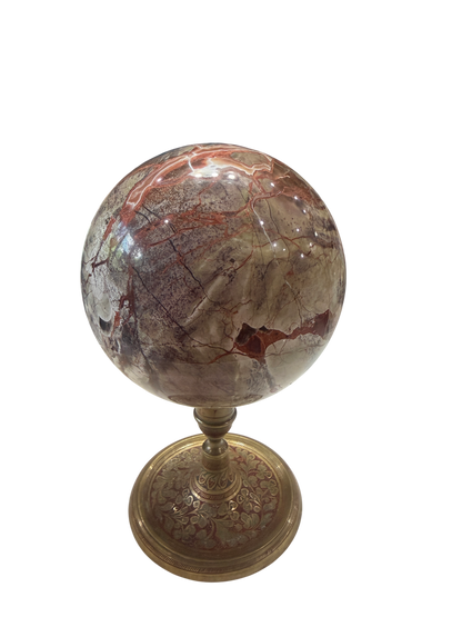 Red Jasper Brecciated Polished Sphere — Natural Crystal Ball, 3.26 lb ~4.25in (Stand Not Included)