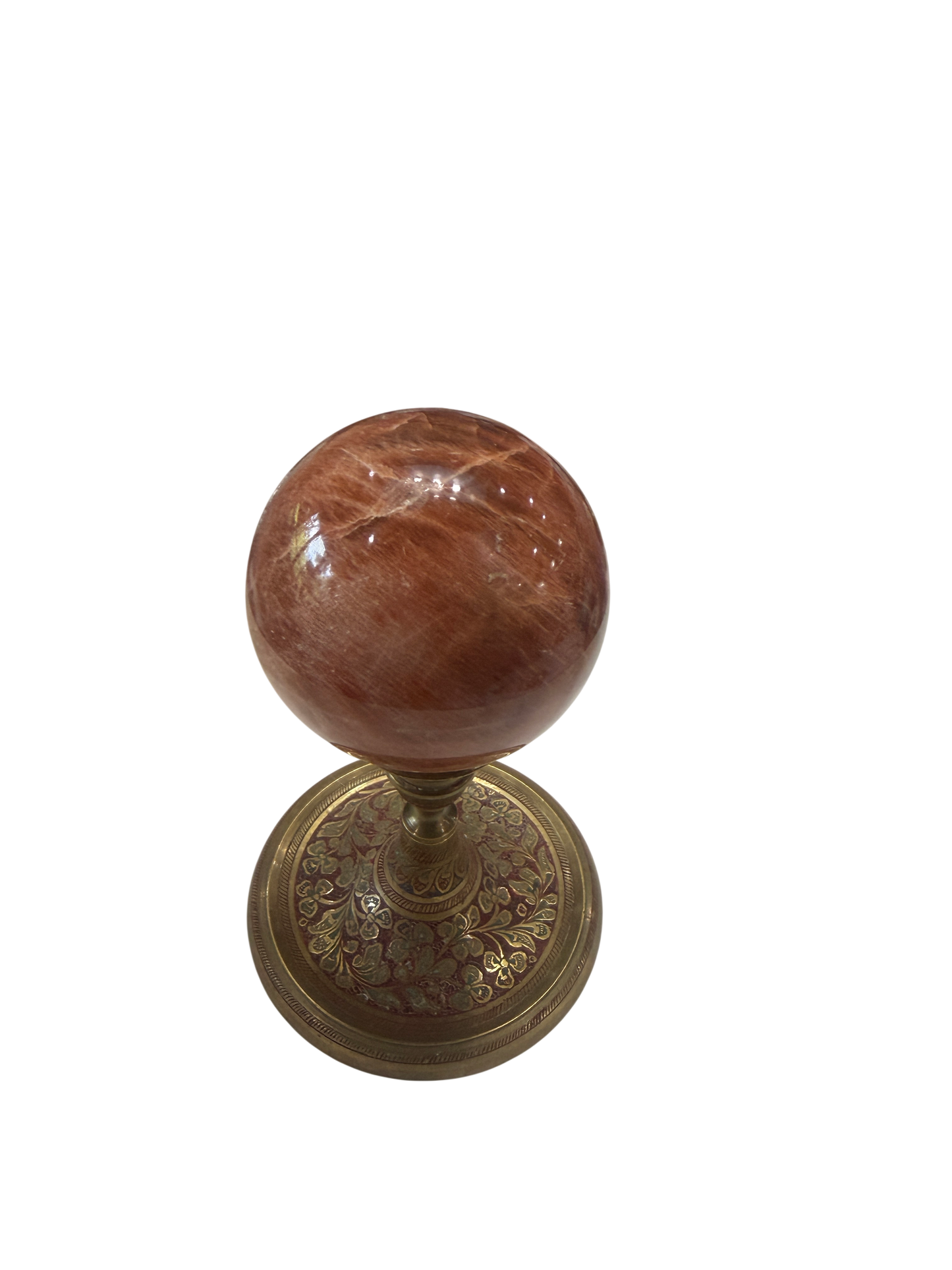 Red Moonstone Polished Sphere — Feldspar Crystal Ball, 80mm, 0.81 lb (Stand Not Included)