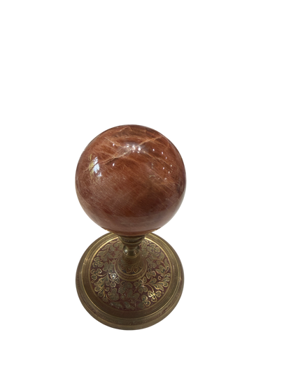 Red Moonstone Polished Sphere — Feldspar Crystal Ball, 80mm, 0.81 lb (Stand Not Included)