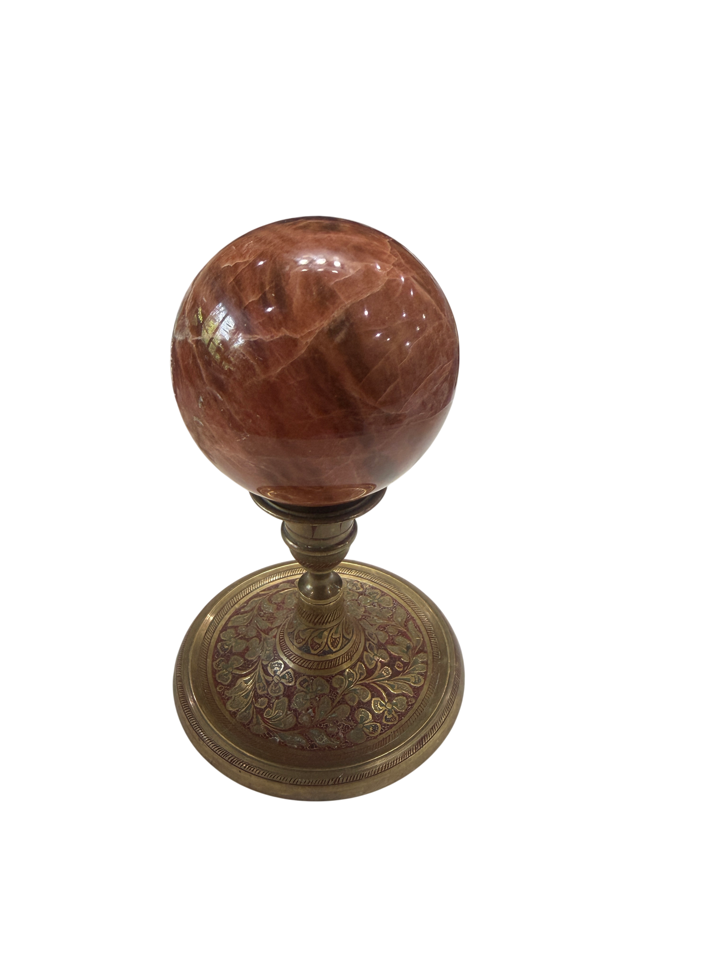 Red Moonstone Polished Sphere — Feldspar Crystal Ball, 80mm, 0.81 lb (Stand Not Included)