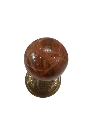 Red Moonstone Polished Sphere — Feldspar Crystal Ball, 80mm, 0.81 lb (Stand Not Included)