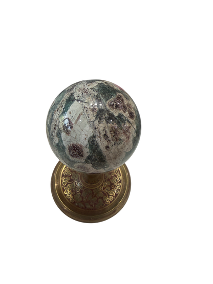 Galaxy Orbicular Jasper Polished Sphere — 80mm Natural Crystal Ball, 0.77 lb (Stand Not Included)