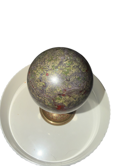 Dragon Blood Jasper Polished Sphere — Natural Crystal Ball, ~4in, 3.5 lb (Stand Not Included)