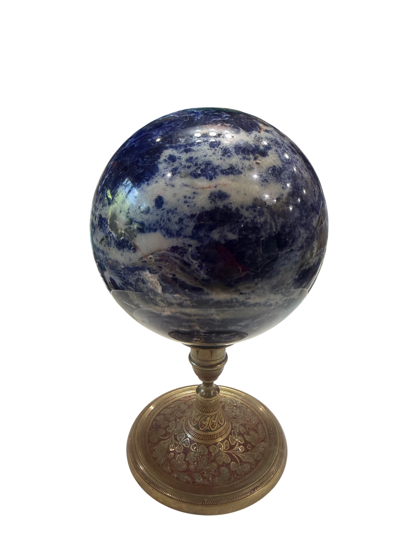 Sodalite Polished Sphere — Blue Natural Mineral Crystal Ball, 4in, 3.55 lb (Stand Not Included)