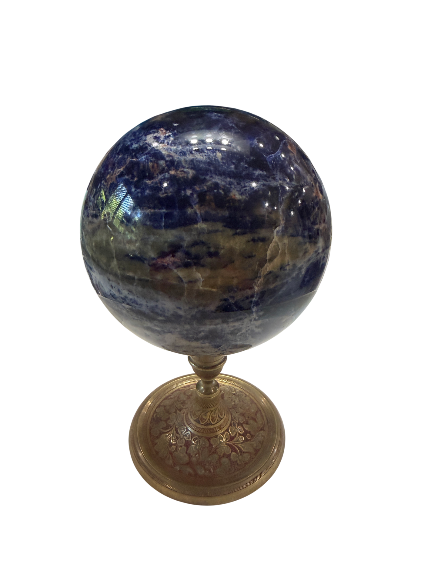 Sodalite Polished Sphere — Blue Natural Mineral Crystal Ball, 4in, 3.55 lb (Stand Not Included)