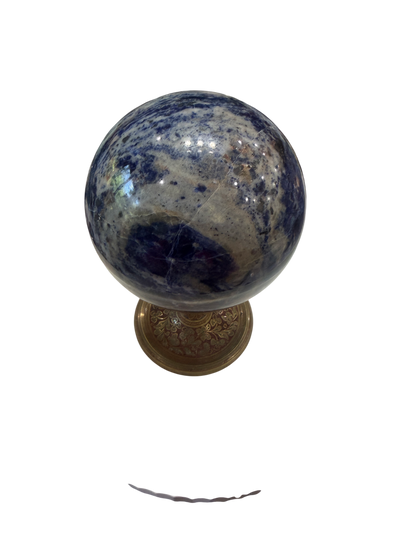 Sodalite Polished Sphere — Blue Natural Mineral Crystal Ball, 4in, 3.55 lb (Stand Not Included)