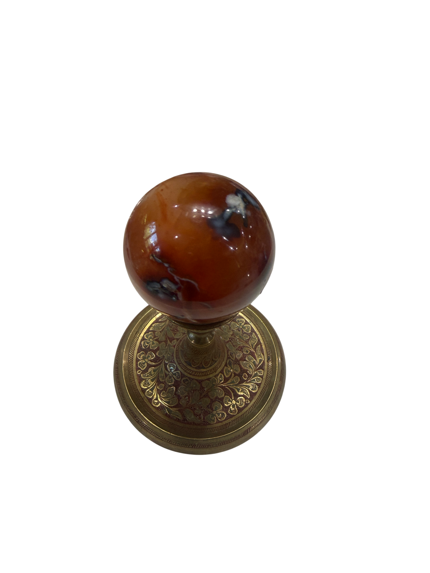 Carnelian Agate Polished Sphere — Natural Crystal Ball, 60mm, 0.39 lb (Stand Not Included)