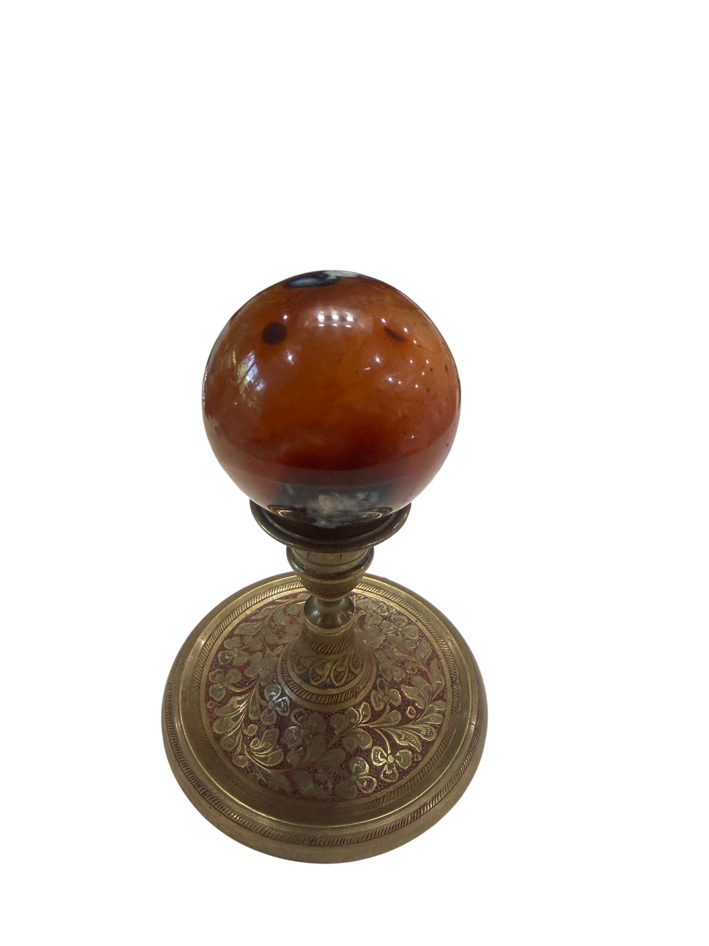 Carnelian Agate Polished Sphere — Natural Crystal Ball, 60mm, 0.39 lb (Stand Not Included)