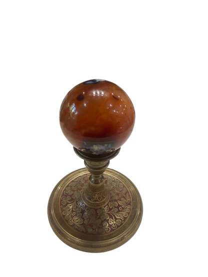 Carnelian Agate Polished Sphere — Natural Crystal Ball, 60mm, 0.39 lb (Stand Not Included)