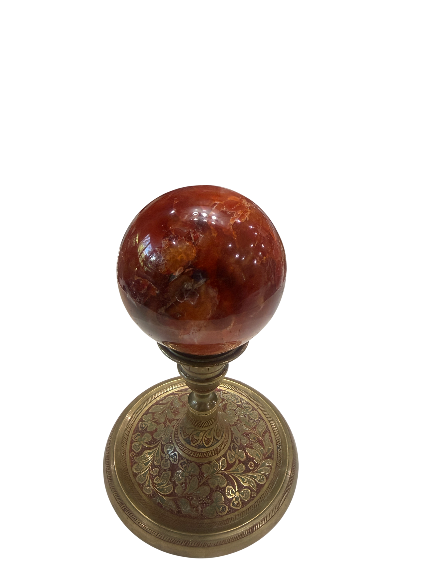 Carnelian Agate Polished Sphere — Crystal Ball, 70mm, 0.55 lb (Stand Not Included)