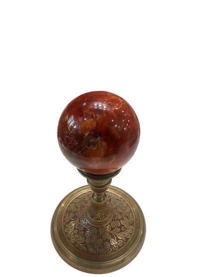 Carnelian Agate Polished Sphere — Crystal Ball, 70mm, 0.55 lb (Stand Not Included)