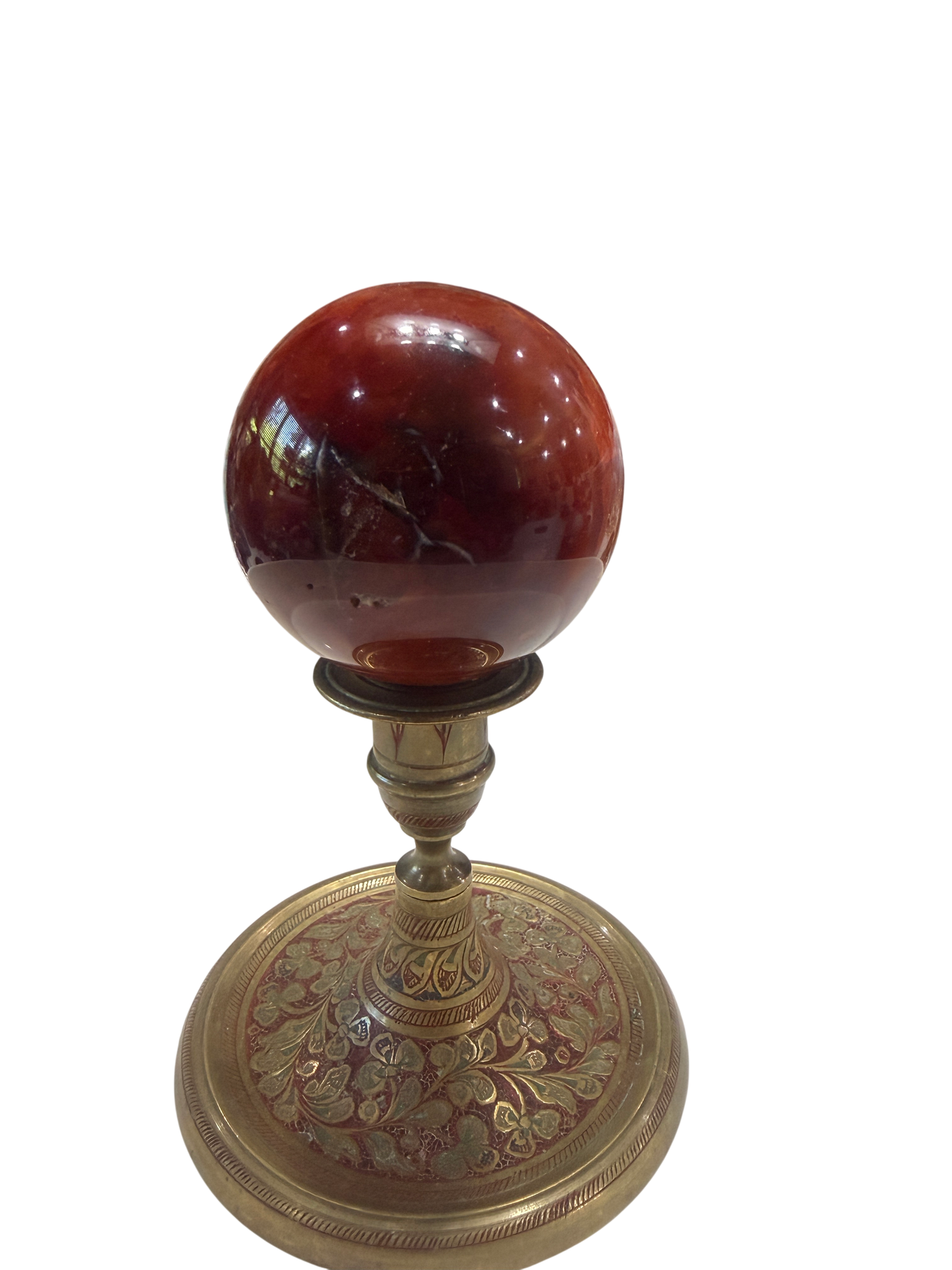 Carnelian Agate Polished Sphere — Crystal Ball, 70mm, 0.55 lb (Stand Not Included)