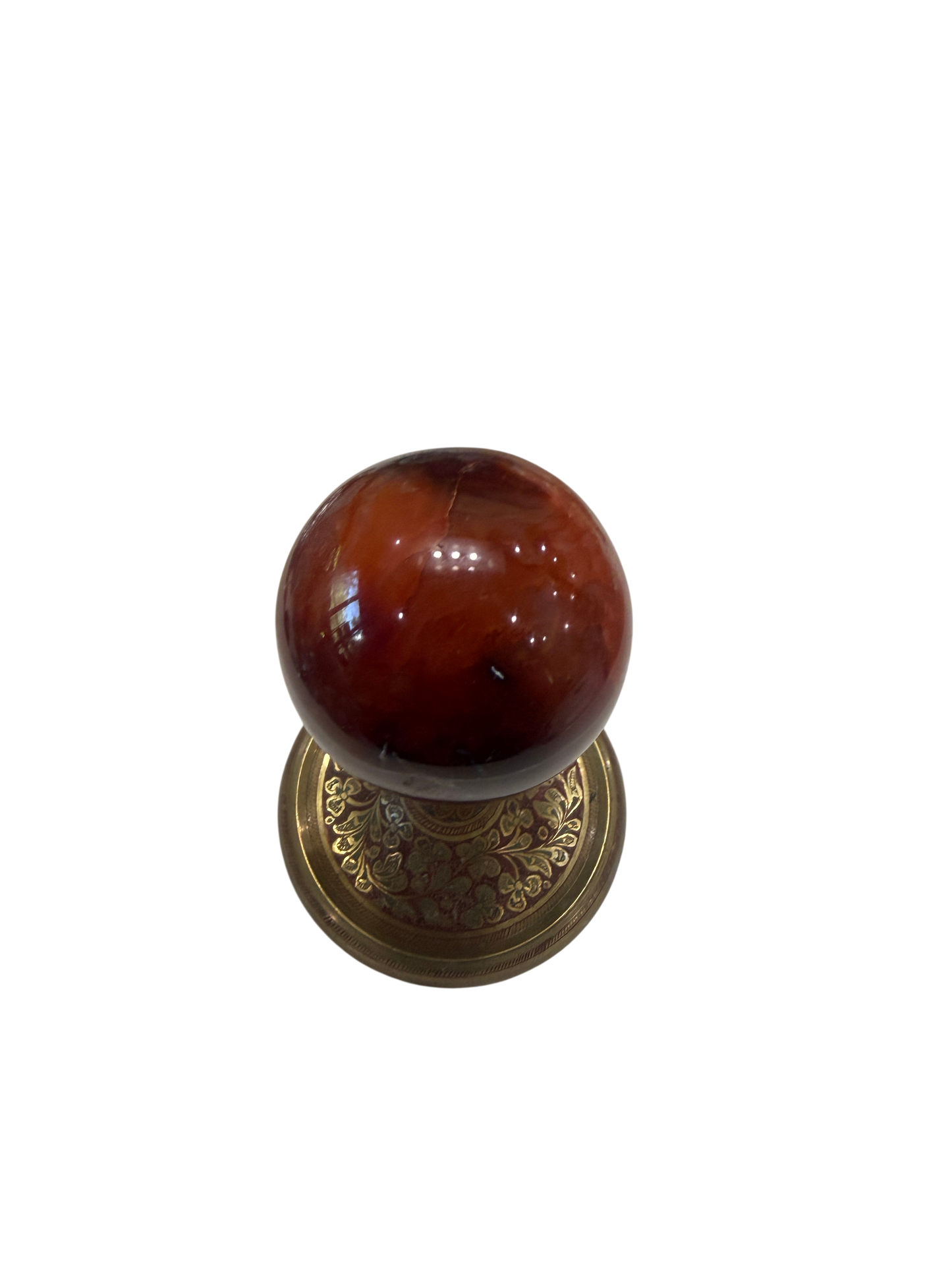 Carnelian Agate Polished Sphere — Crystal Ball, 70mm, 0.55 lb (Stand Not Included)