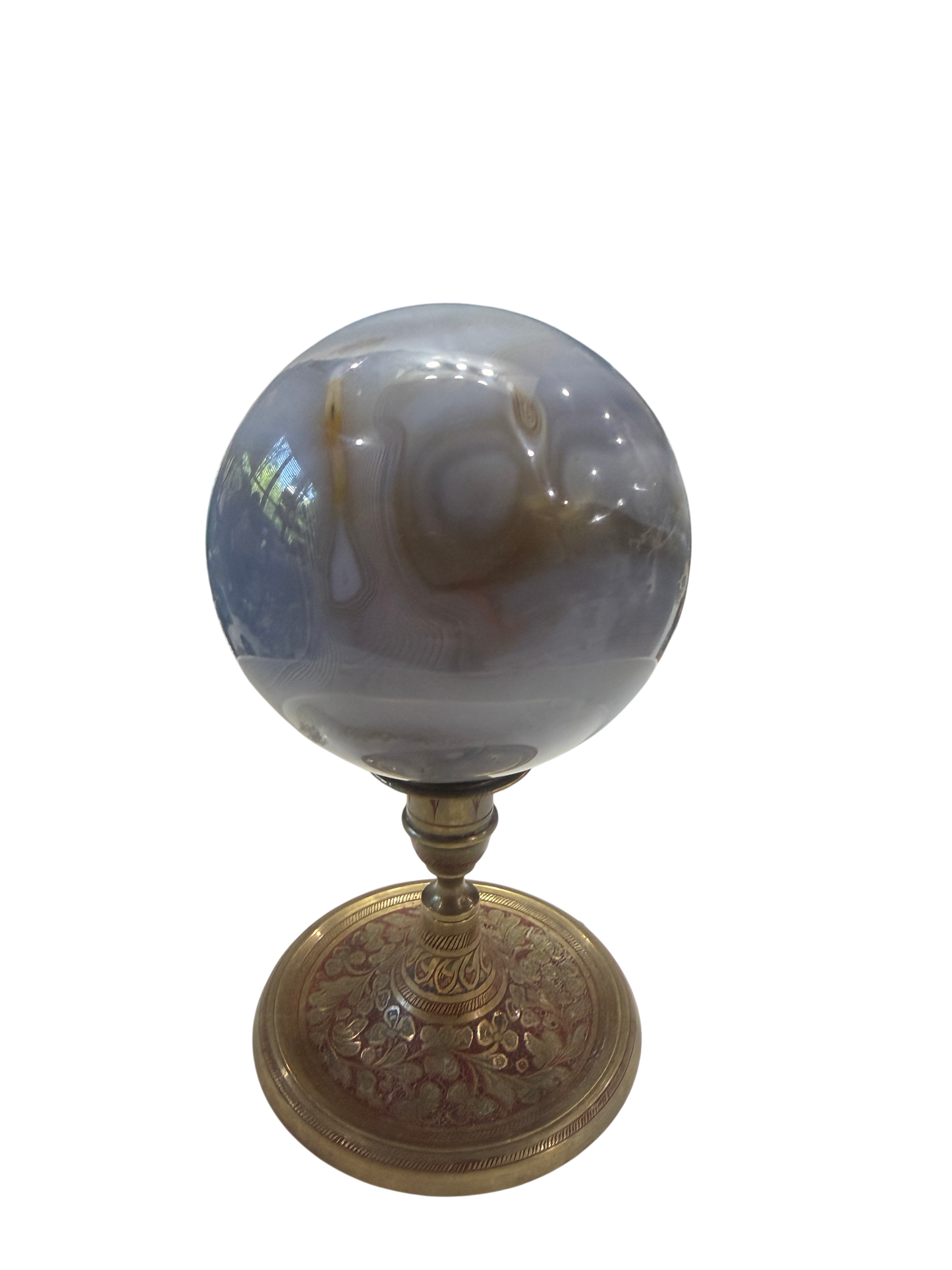 Botswana Agate Polished Sphere with Natural Druzy Matrix — 100mm, 2 lb (Stand Not Included)