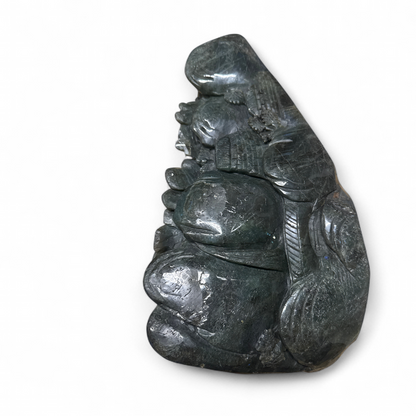 Labradorite Hand-Carved Dragon Phoenix Sculpture XL — Collector Grade Gemstone Art Verified Vintage Estate Find — back view