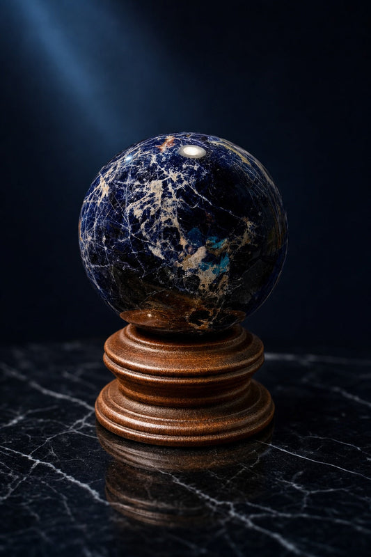 Deep Blue Sodalite Sphere on Pedestal