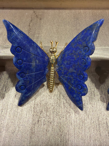 Garland Workshop & Lapidary Natural Lapis Lazuli Butterfly Carving — top-down view