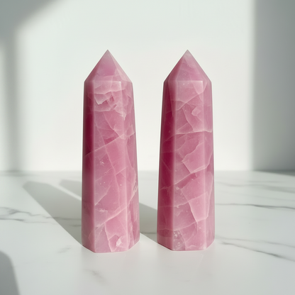 Pink Opal Tower Set of 2 — Polished Points (Grade A)