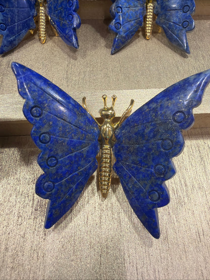 Garland Workshop & Lapidary Natural Lapis Lazuli Butterfly Carving — side view