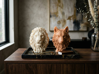 EnZebra Lion Head and Wolf Head paired display