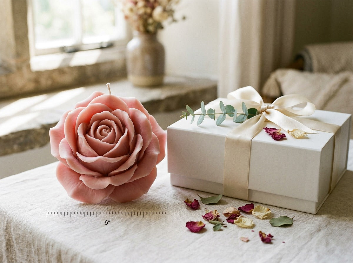 EnZebra Rose Pillar with gift box — scale reference